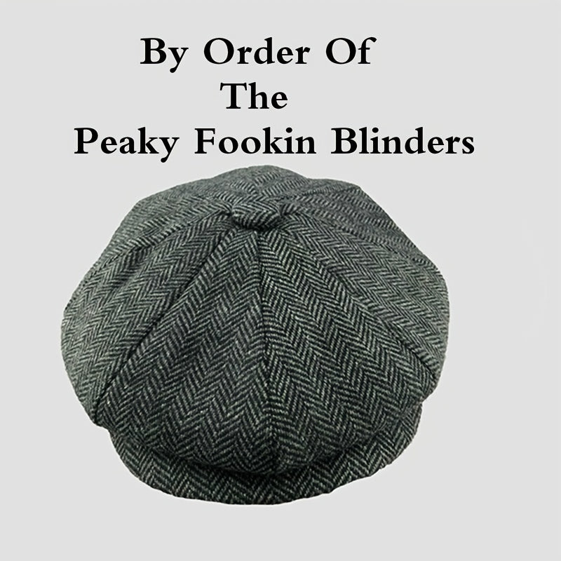 Vintage Herringbone Tweed Newsboy Cap Cosplay Hat