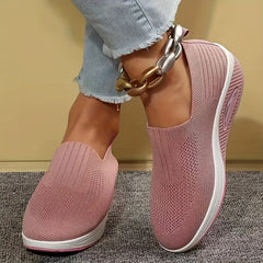 Women's Textured Knitted Wedge Slip-On Sneakers