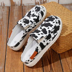 Men's Cow Print No Tie Slip On Loafers