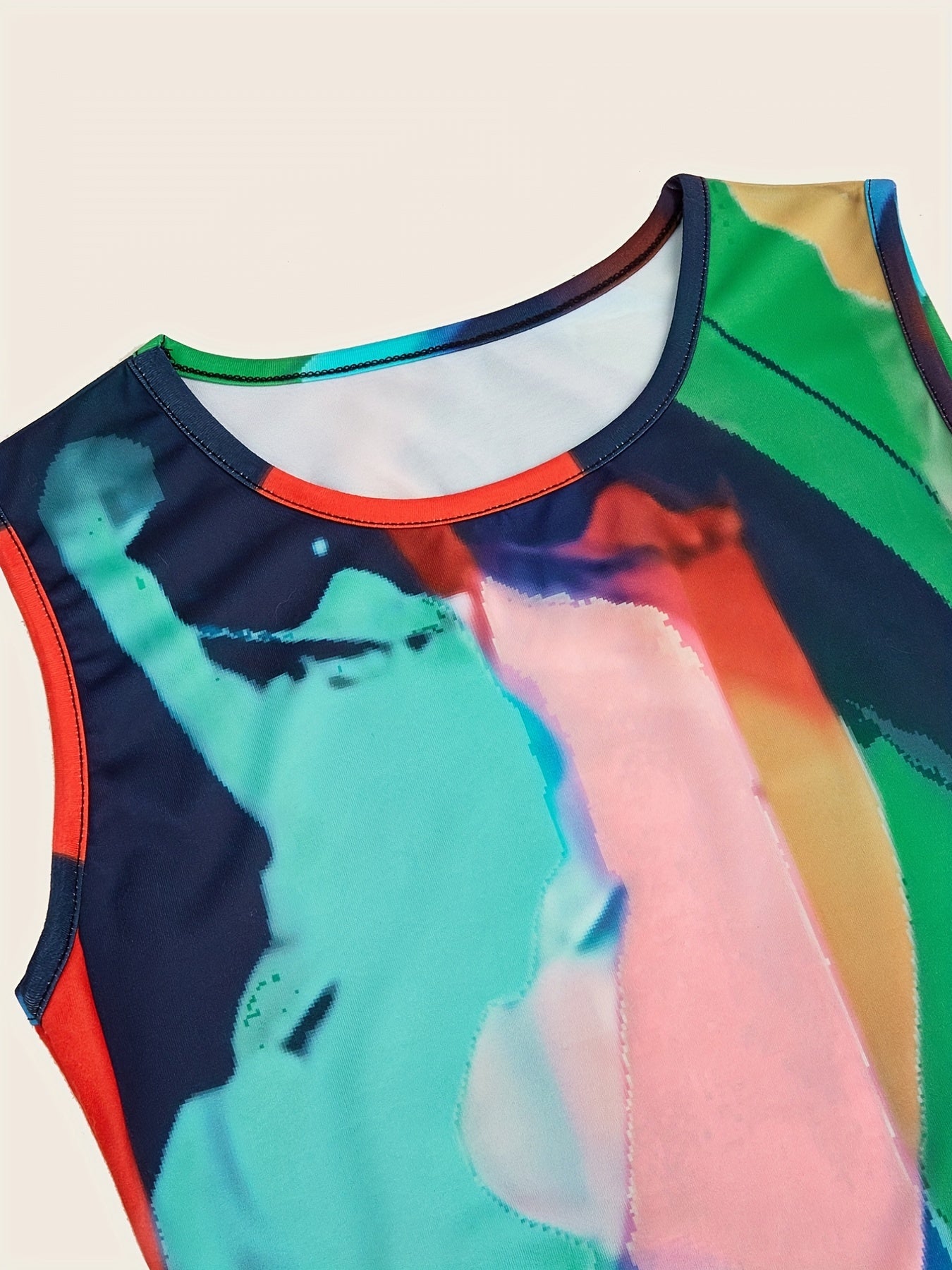 Watercolor Print Dopamine Tank Top for Summer