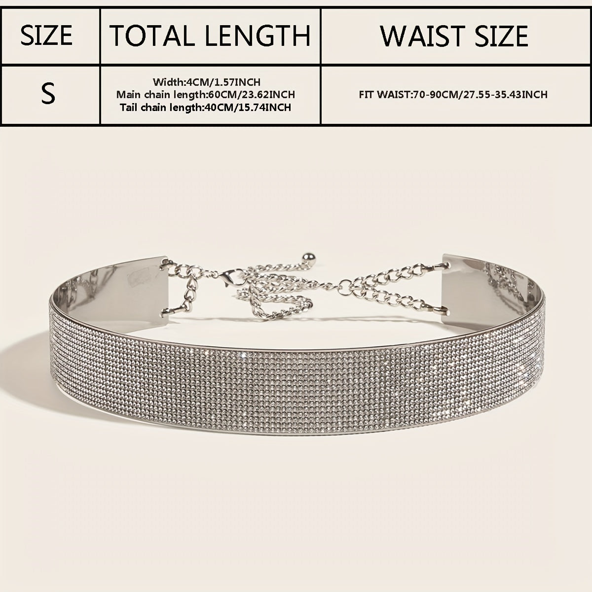 Rhinestone Punk Belt Chain Metal