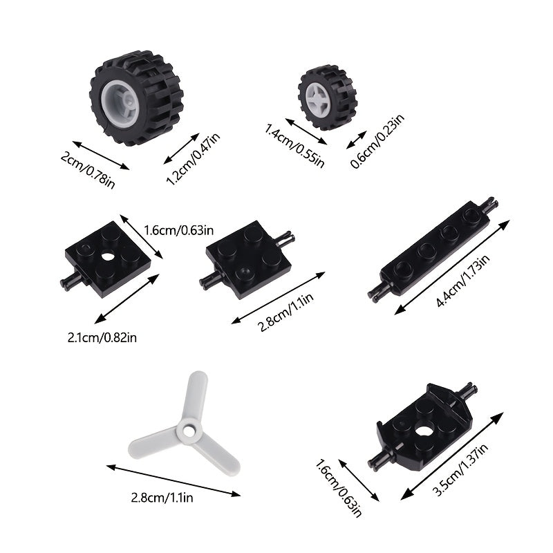 MOC Car Tire Wheel Hub Bearing Single Axis Truck Tire Wind Engine Propeller Toy