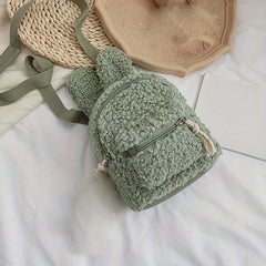 Cartoon Plush Rabbit Ear Decor Backpack Shoulder Bag