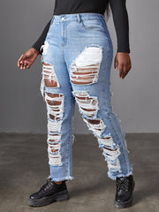 Distressed Straight Leg Jeans Y2K Style