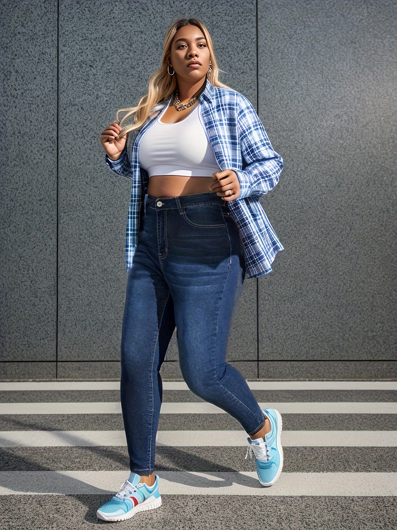 High Waisted Skinny Denim Jeans with Button Fly