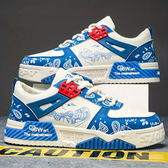 Men's Graphic Skate Shoes Good Traction Breathable Lace-Up Sneakers