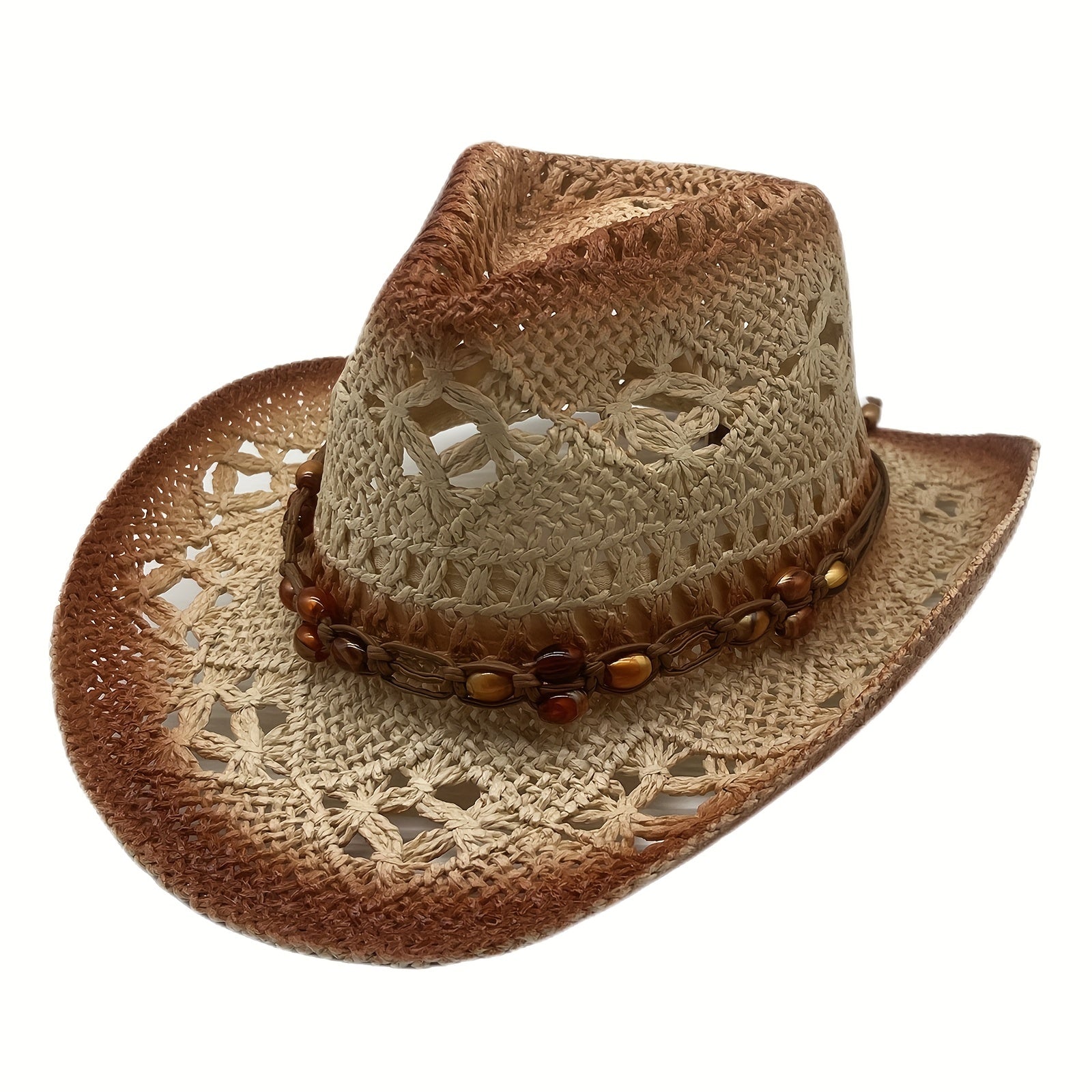 Straw Beach Sun Hat Lightweight Western Cowboy Hat For Men Women