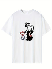 Men's Printed Leisure Sports T shirt Casual Stretch Round Neck Tee Shirt