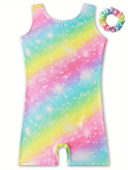 Girls Tie Dye Butterfly Gymnastics Outfit Sleeveless Dance Suit