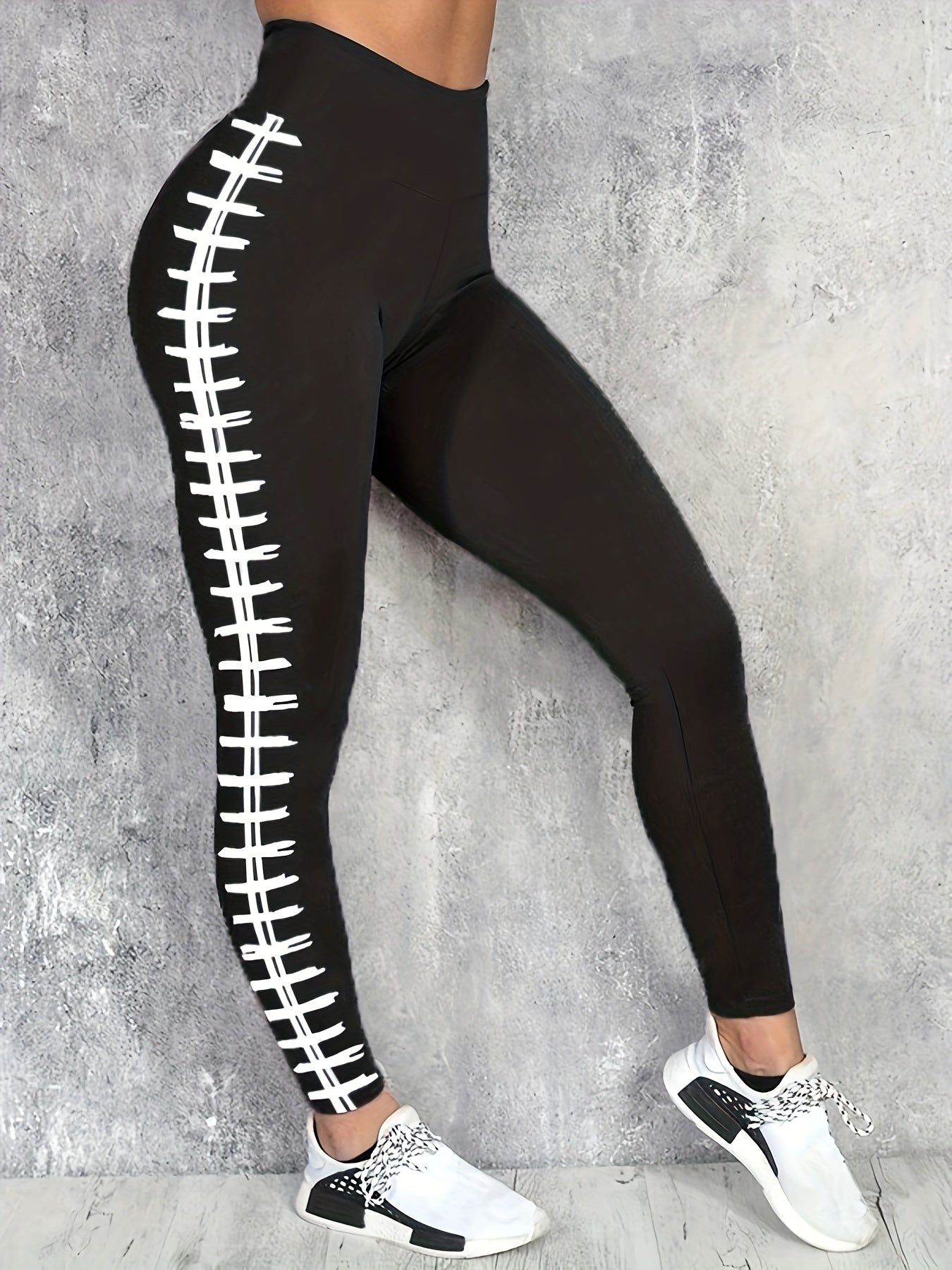 Rugby Print Fitness Gym Sports Leggings High Waist Yoga Workout Running Tight