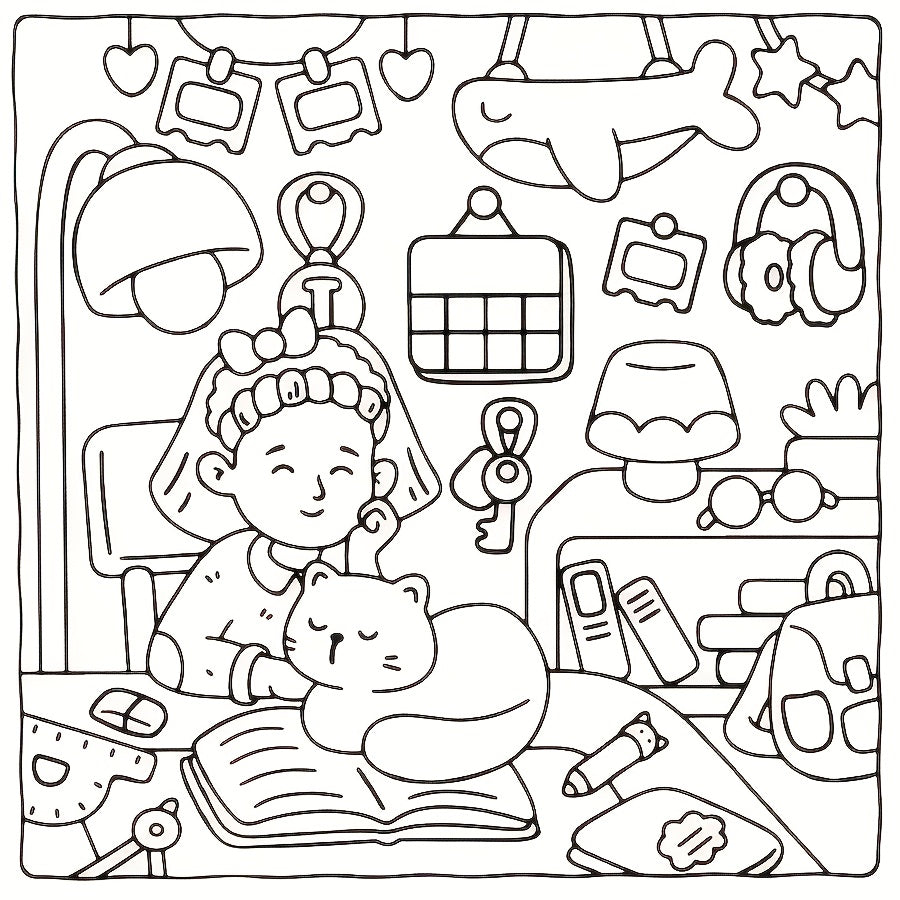 Cat Life Coloring Book for Adults - Relaxing Cat Illustrations
