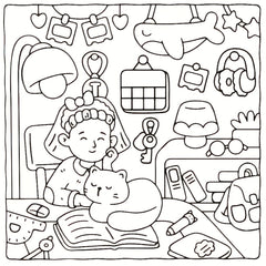 Cat Life Coloring Book for Adults - Relaxing Cat Illustrations