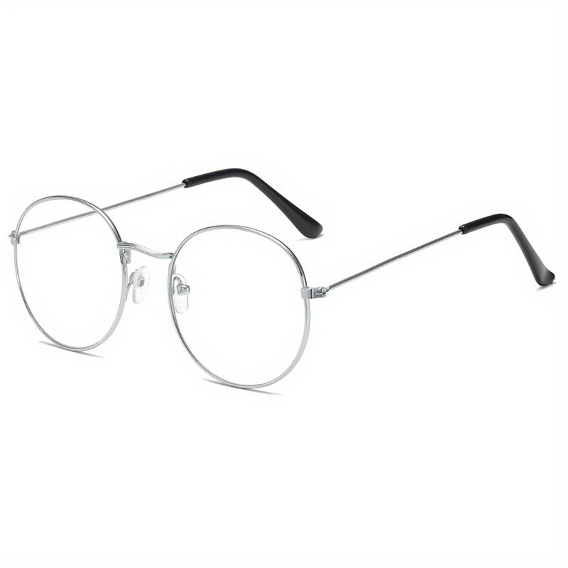 Vintage Round Metal Frame Glasses Unisex Anti Light Glasses