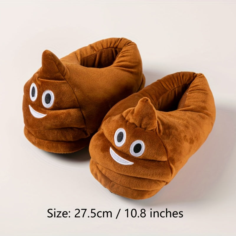 Funny Poop Novelty Plush Slippers, Warm & Cozy Home Shoes