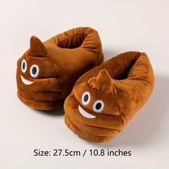 Funny Poop Novelty Plush Slippers, Warm & Cozy Home Shoes