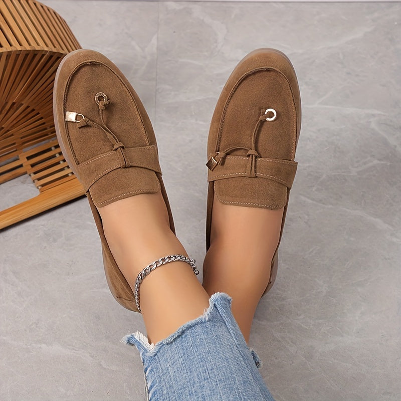 Women's Retro Flat Loafers Slip On Shoes Casual Round Toe Walking Shoes