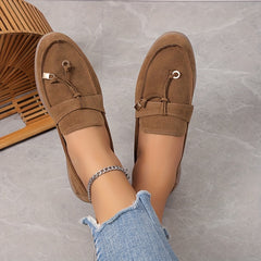 Women's Retro Flat Loafers Slip On Shoes Casual Round Toe Walking Shoes