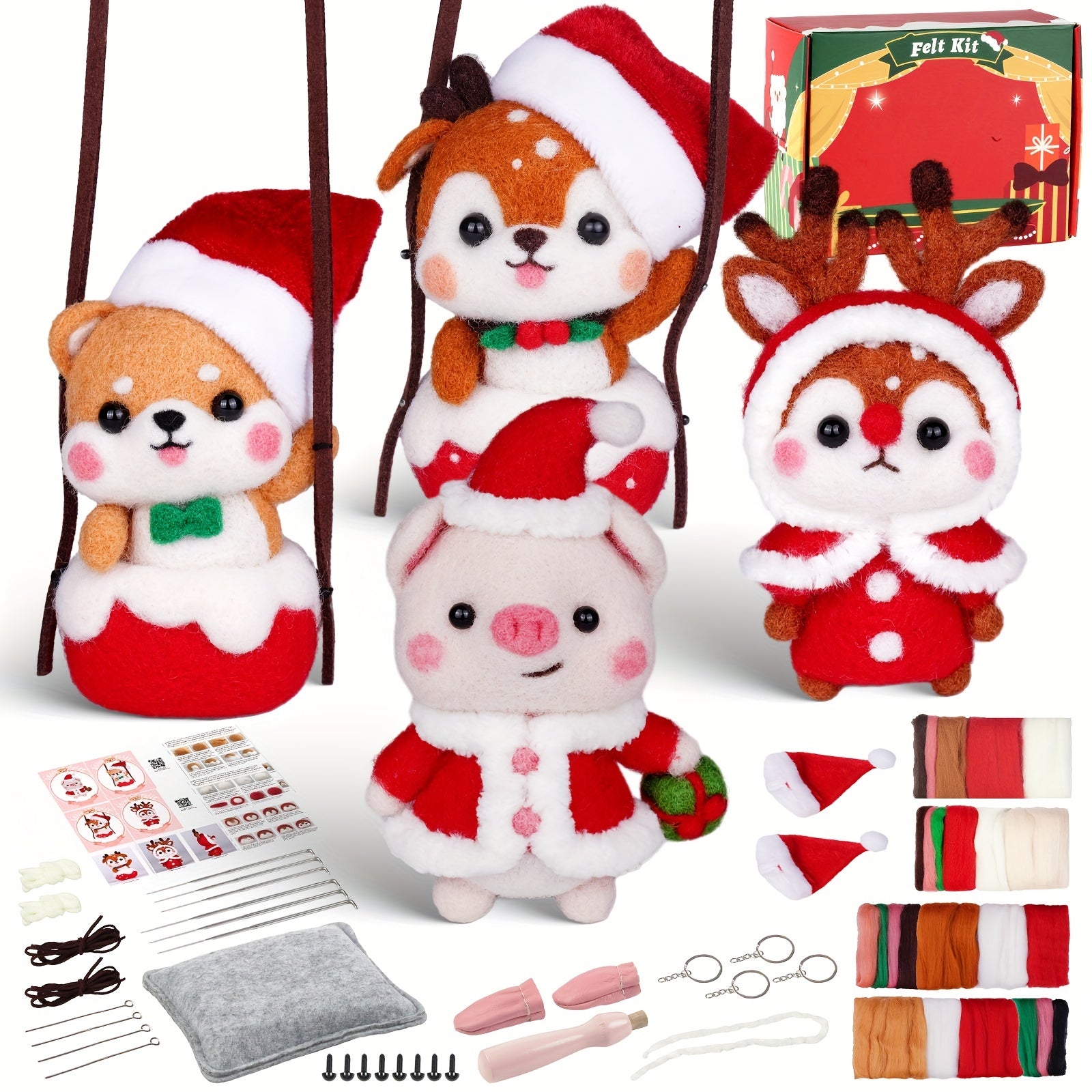 Wool Needle Felting Kit for Beginners with English Instructions