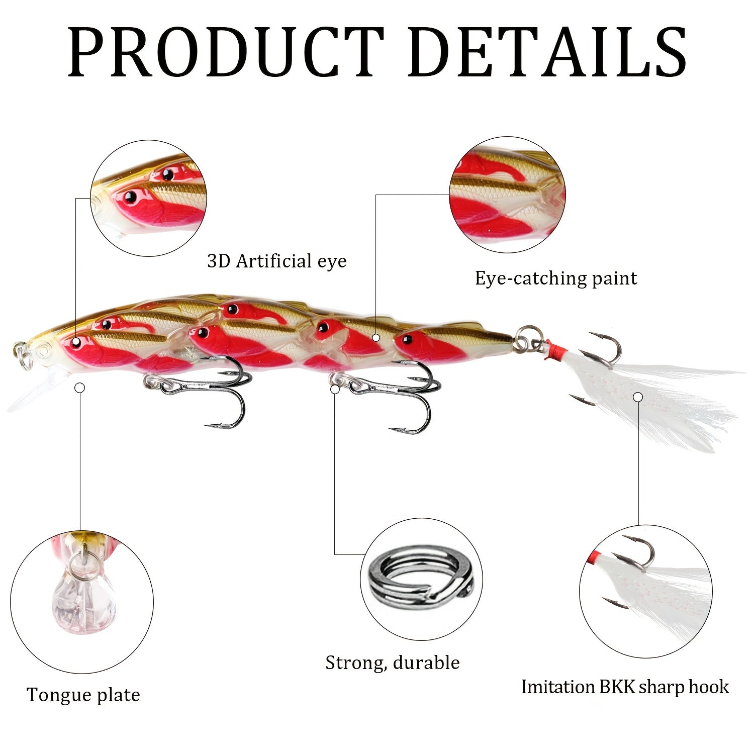Long Casting Group Fish Lure Slow Sinking Bionic Hard Bait with Feather Hook
