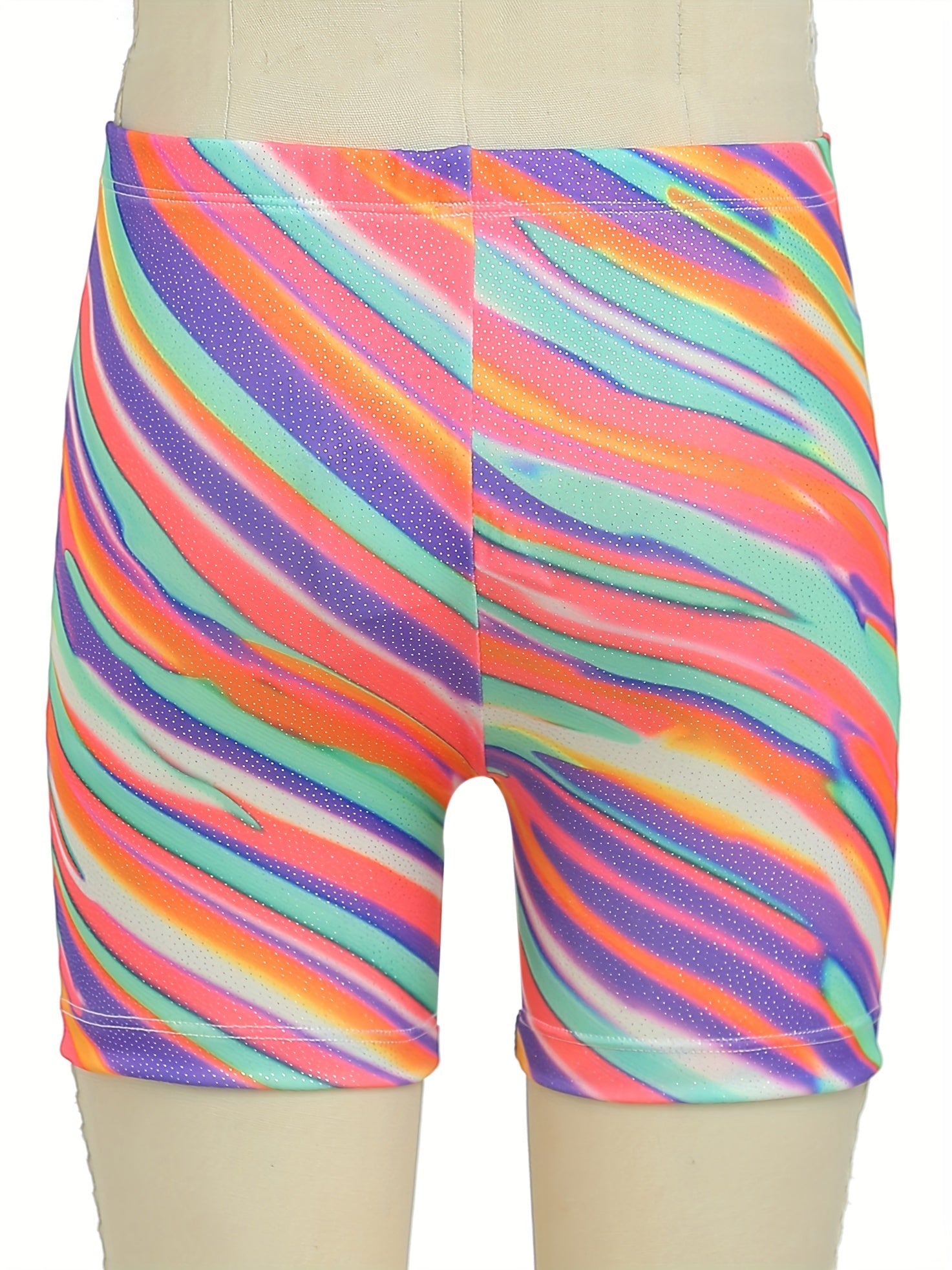 Toddler Girls Block Wavy Pattern Elastic Waist Biker Shorts