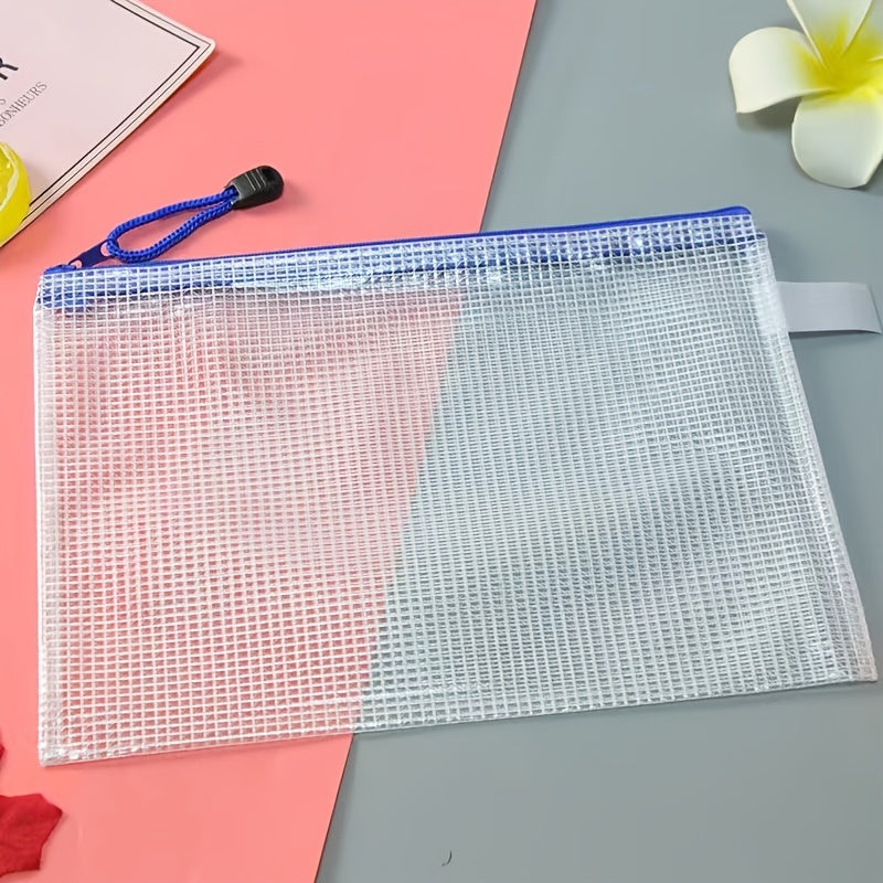 Waterproof Transparent Zipper Bag A4 A5 Mesh Stationery Bag