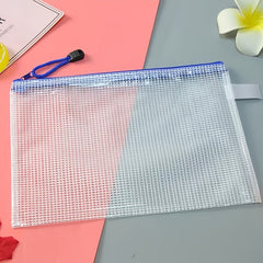 Waterproof Transparent Zipper Bag A4 A5 Mesh Stationery Bag