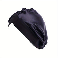 Stretchy Satin Turban Cap Solid Cross Head Wrap Elastic Bonnet