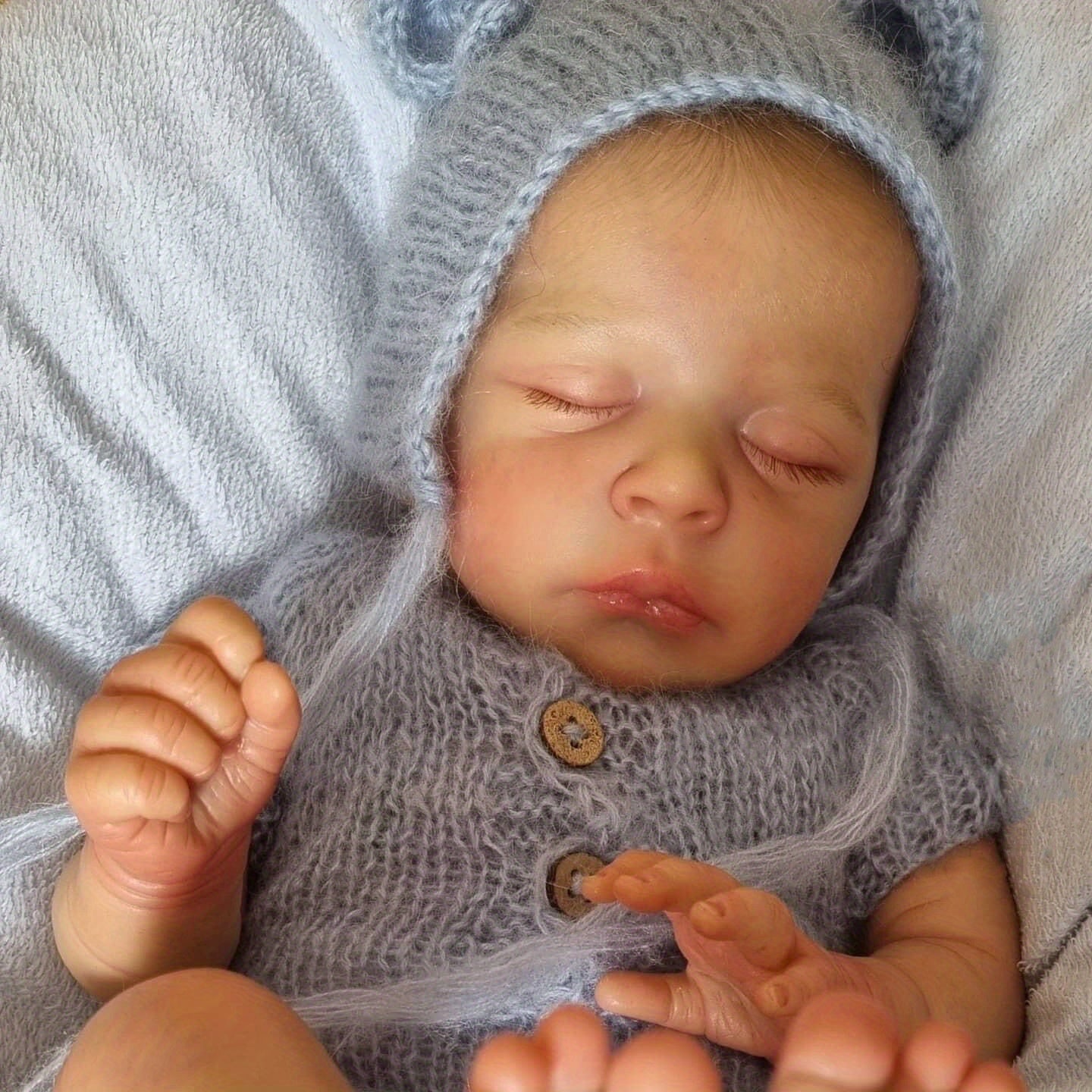 17in Reborn Baby Doll Sleeping Jude Soft Body with Visible Veins