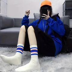 5 Pairs Striped Crew Socks for Women