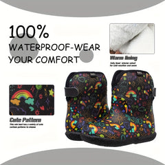 Fleece Rain Boots for Baby Boys Lightweight Waterproof Non Slip Rain Boots