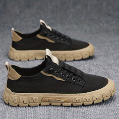 Men's Canvas Sneakers Low Top Lace-up Shoes Casual Walking Comfortable