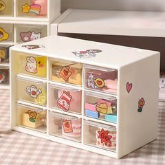 Plastic Desktop Drawer Organizer With 9 Cubes Storage Box Waterproof