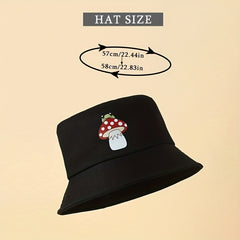 Mushroom Frog Print Bucket Hat Casual Sunshade Fisherman Cap