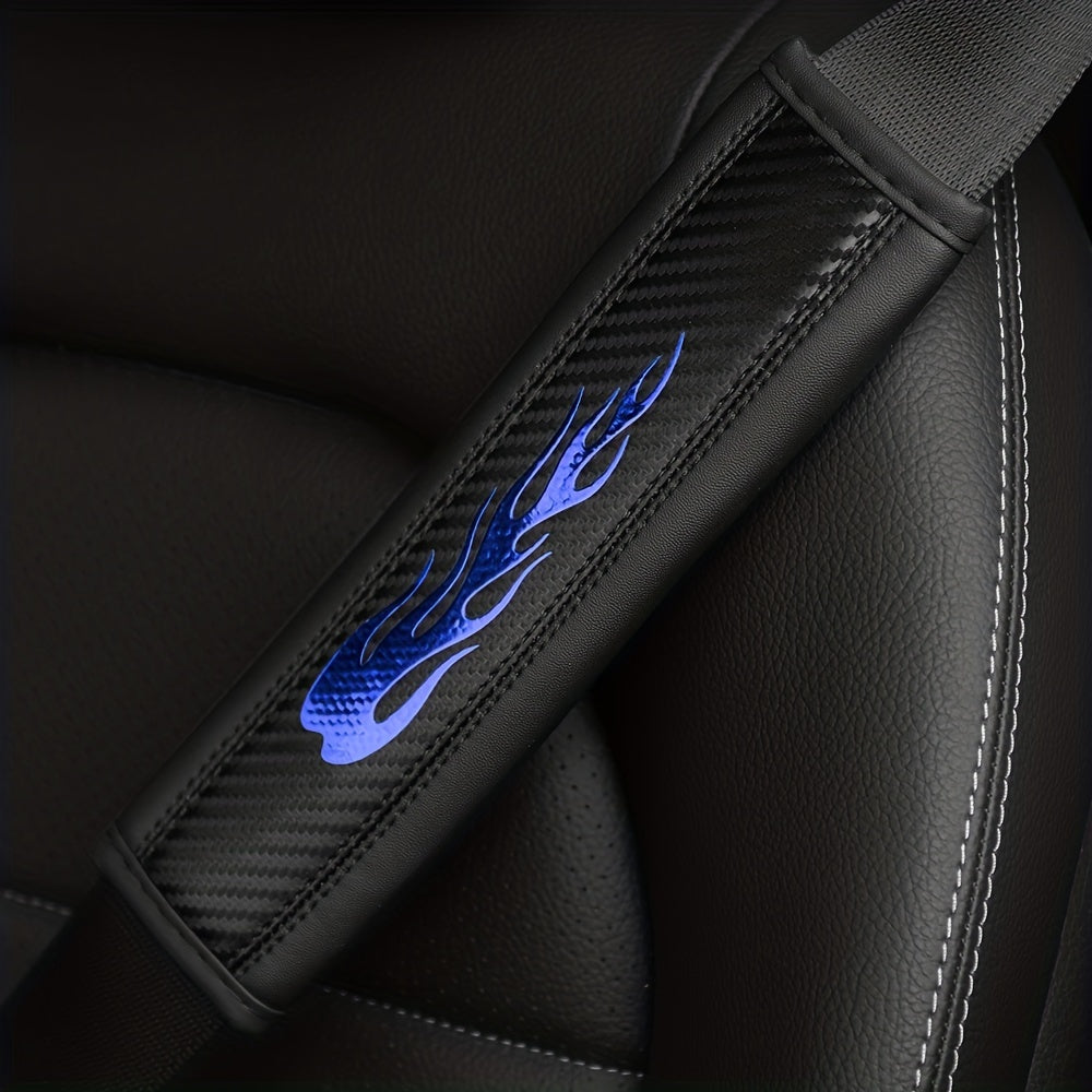 1pc PU Leather Flame Sports Car Seat Belt Shoulder Pad Cover