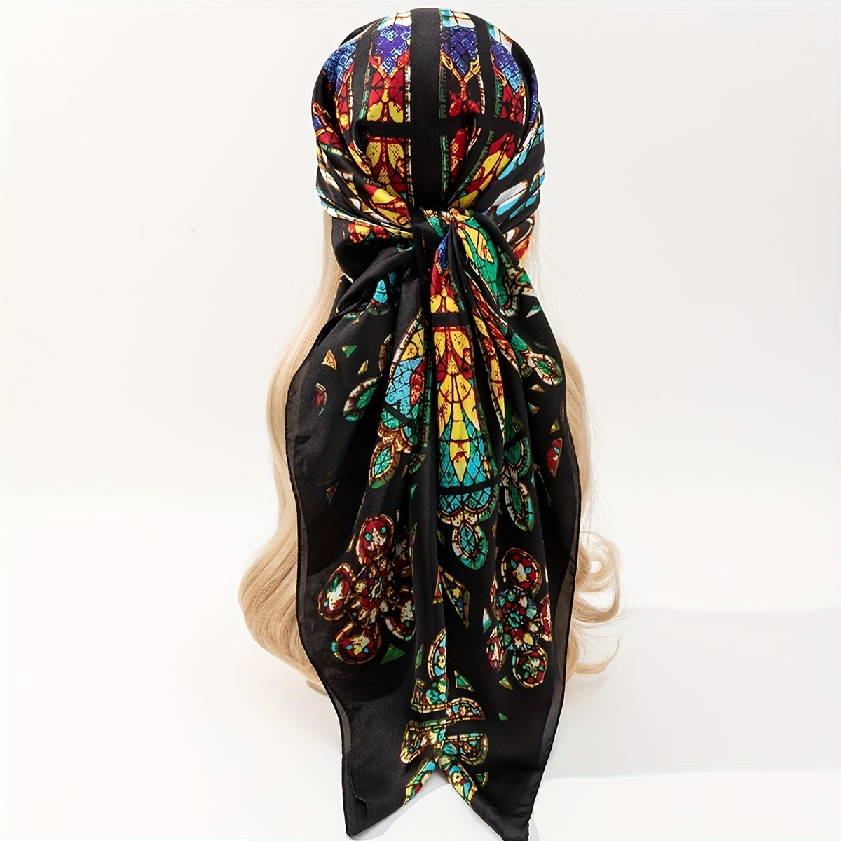 Peacock Circle Geometric Print Bandana Boho Square Scarf