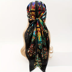 Peacock Circle Geometric Print Bandana Boho Square Scarf