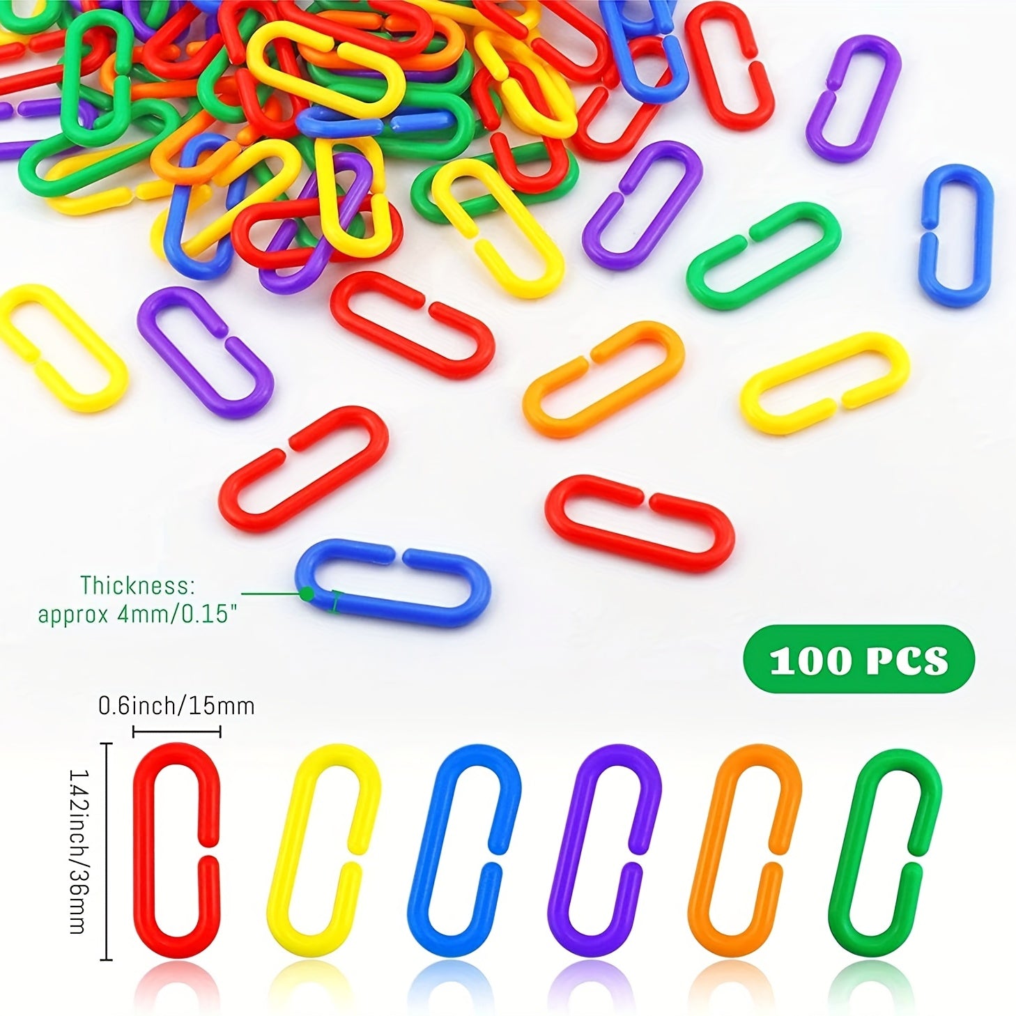 100pcs Rainbow C Clips Hooks Plastic Building Block Toys Hooks Chain