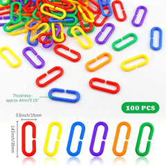 100pcs Rainbow C Clips Hooks Plastic Building Block Toys Hooks Chain