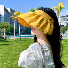 Embossed Visor Hat Wide Brim Shell Sun Hat UV Protection