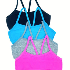 4pcs Girls Training Bras Stretchy Sports Bralette Sleeveless Crop Tank Tops