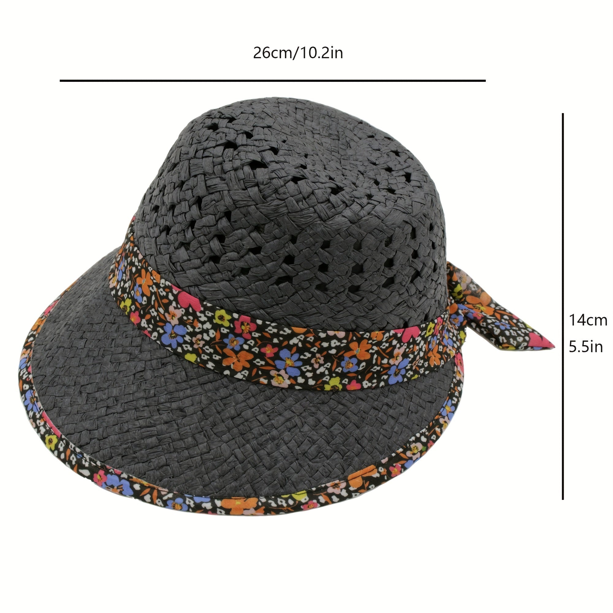 Boho Floral Sun Hat Crochet Wide Brim Straw Hats UV Protection