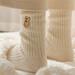 5 Pairs Cartoon Bear Print Women's Mid Tube Socks Stockings