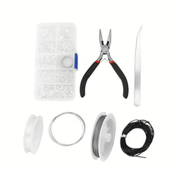 10 Grids Jewelry Accessories Set Open/Closed Rings & Lobster Clasp + Tool Pliers