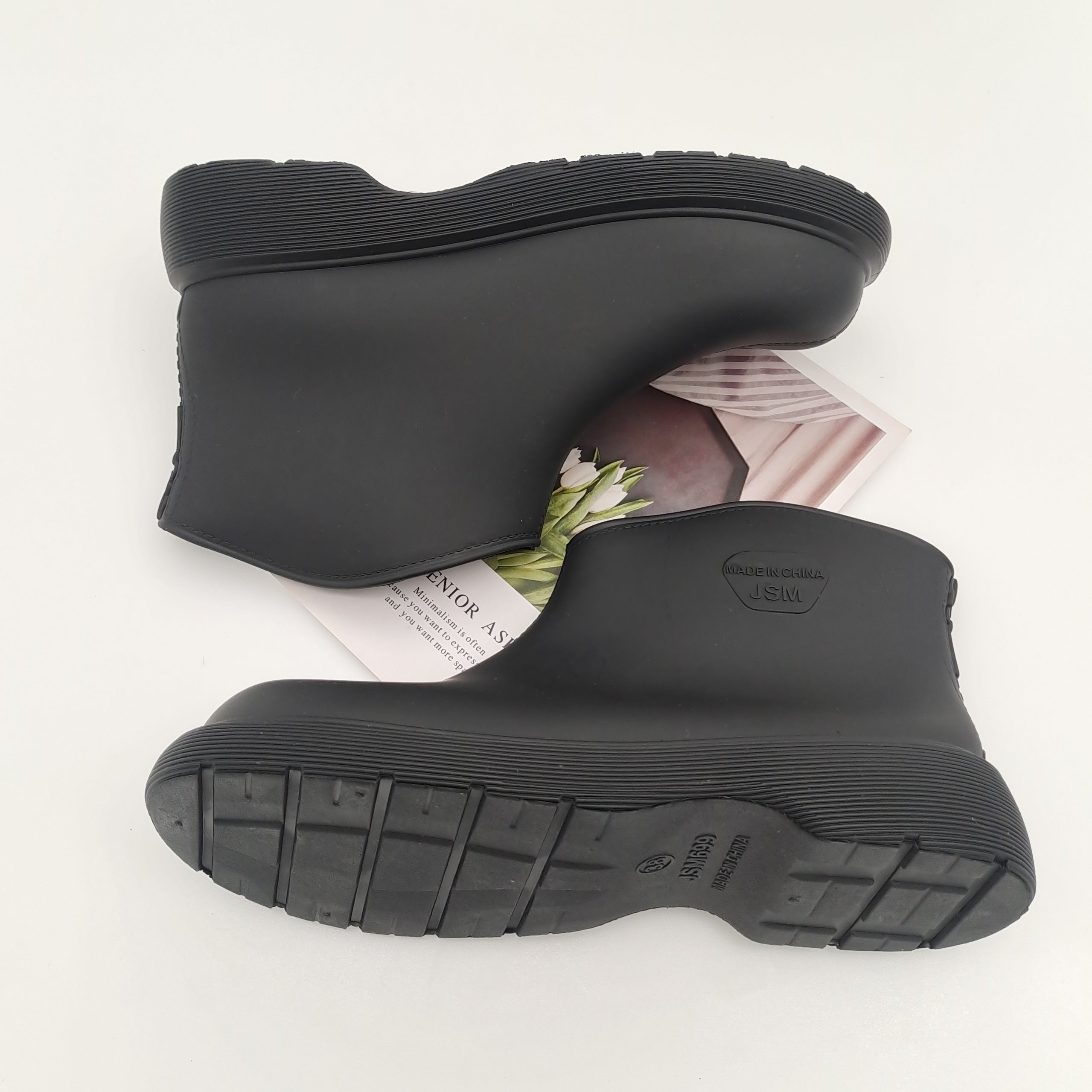 Women's Waterproof Ankle Rain Boots Slip On Water Shoes