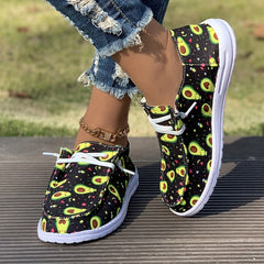 Avocado Cartoon Pattern Skate Shoes for Women