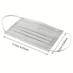 100pcs Disposable Grey Face Mask 3 Layer Cover Breathable & Comfortable