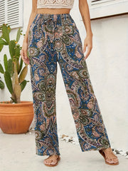 Paisley Print High Waist Boho Pants