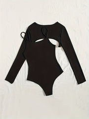 Women's Solid Ribbed Cami Bodysuit & Crop Top Outfit