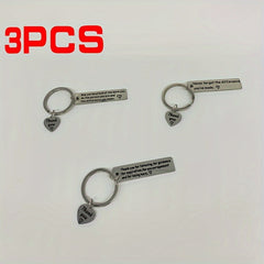 3pcs Stainless Steel Thank You Keychain Pendant for Teacher Parents