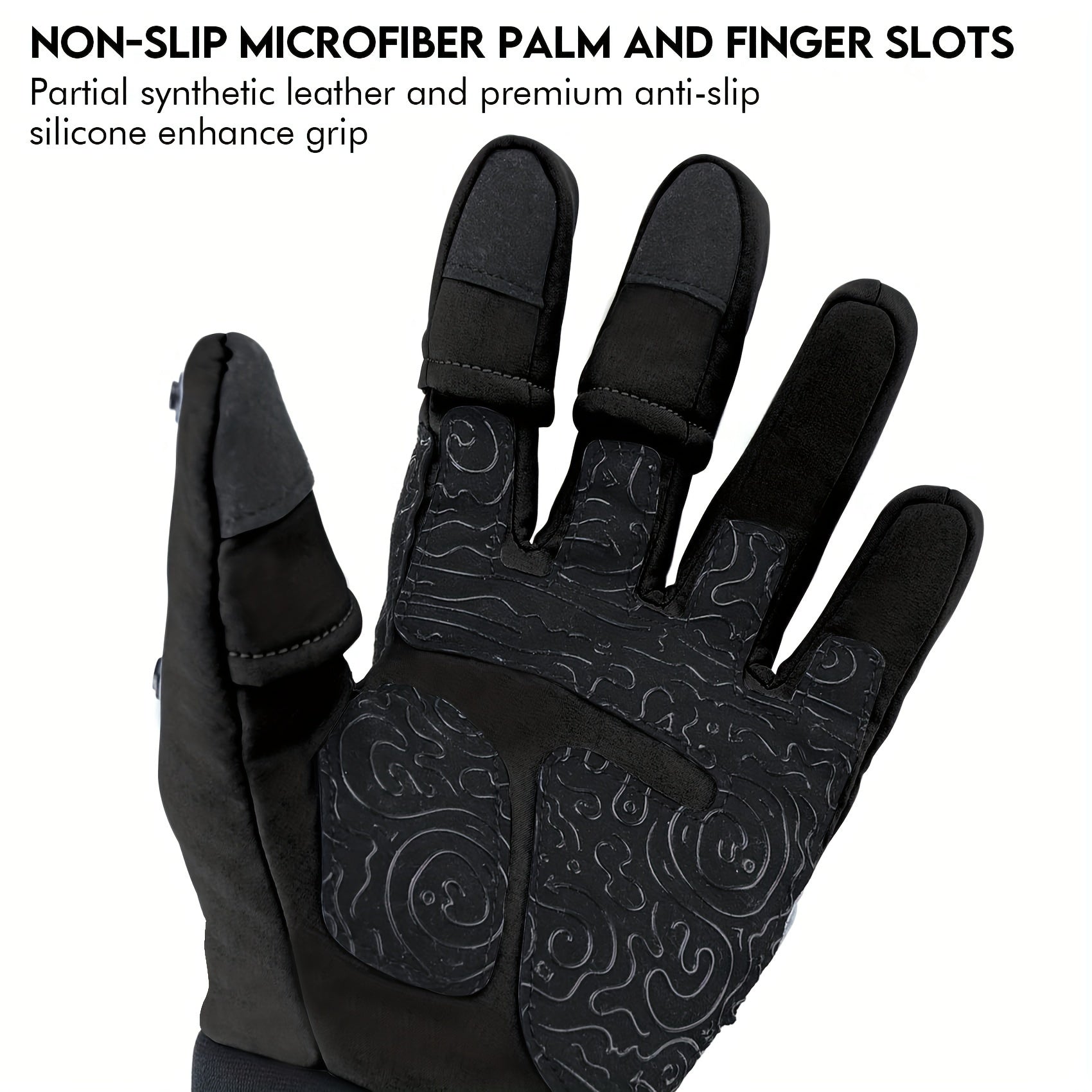 Winter Fishing Gloves Fleece Lining Windproof Waterproof Touchscreen 3 Cut Finge
